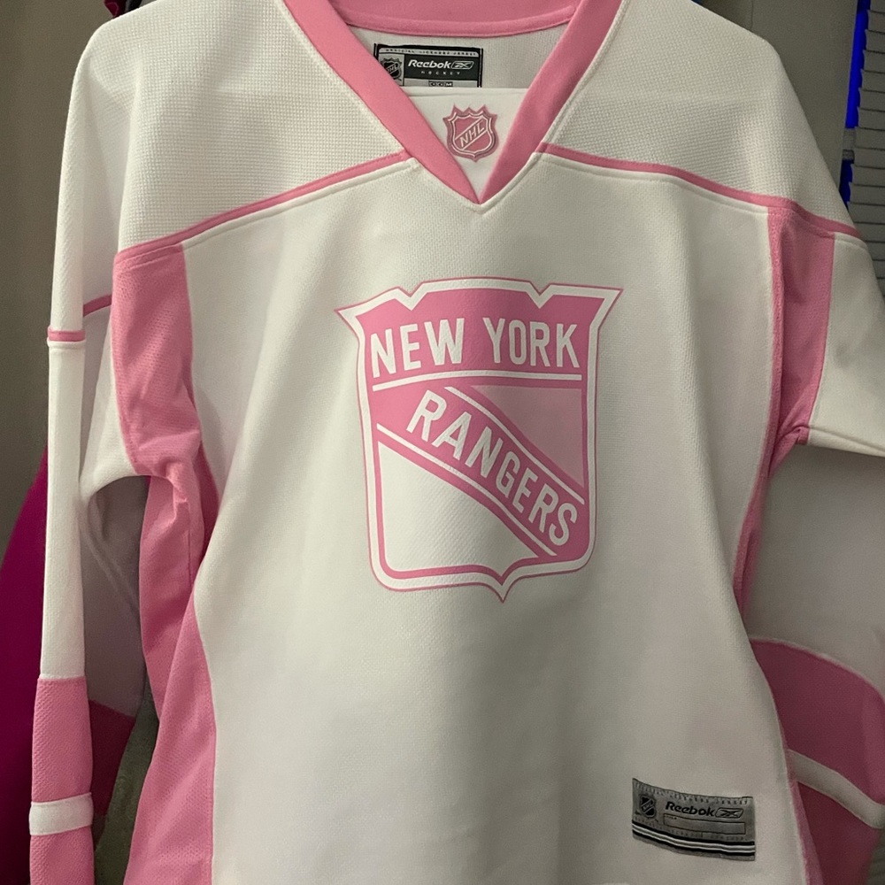 Pink New York Rangers hockey jersey -XL